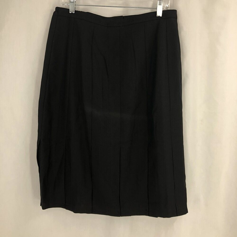 BFA Classics Pleated Below Knee Midi Skirt Elastic Waist Zip Button F06096 14